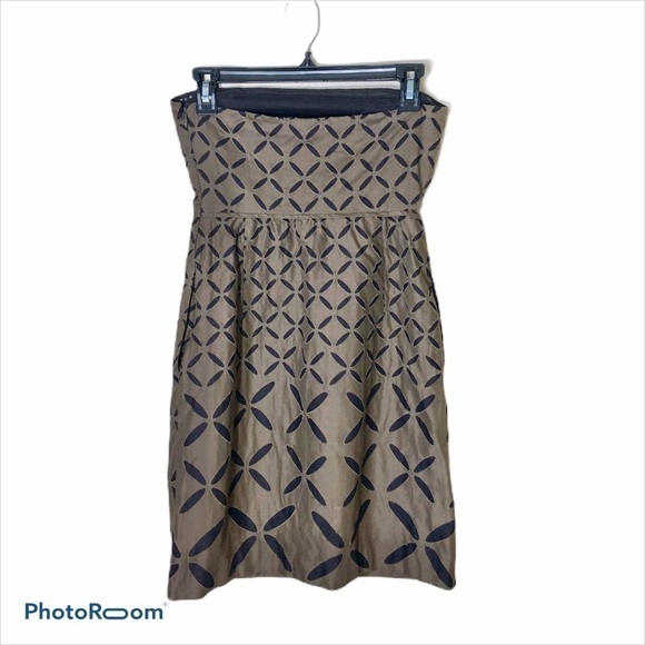 J.Crew Strapless X Floral Print Dress Sz 0 Brown - Picture 2 of 7